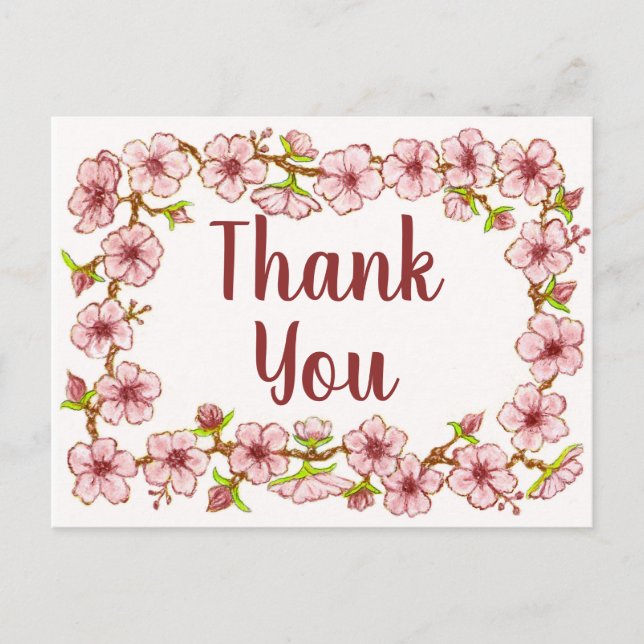 Carte Postale Bordure de fleurs~Carte de remerciements 3 (Devant)