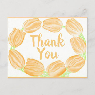 Carte Postale Bordure des Tulipes de Pêche ~Carte de remerciemen