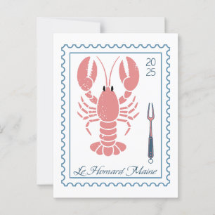Carte Postale Bordure du timbre postal du homard vintage