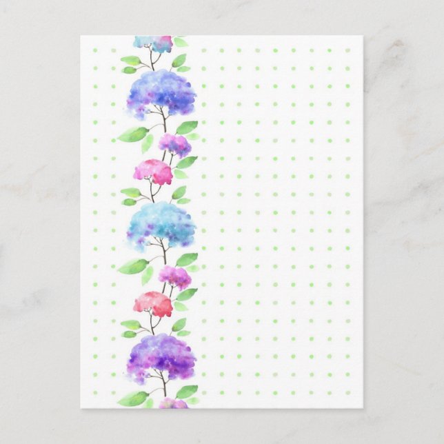 Carte Postale Bordure motif aquarelle verticale transparente (Devant)