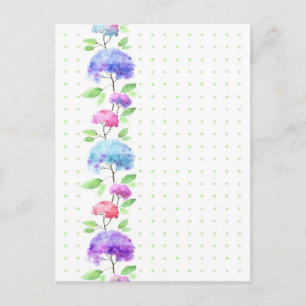 Carte Postale Bordure motif aquarelle verticale transparente
