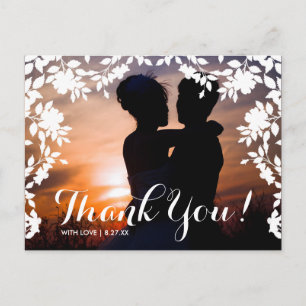 Carte Postale Bordure romantique de fleurs   MERCI