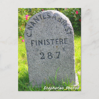 Carte Postale Borne kilométrique BRETAGNE FRANCE