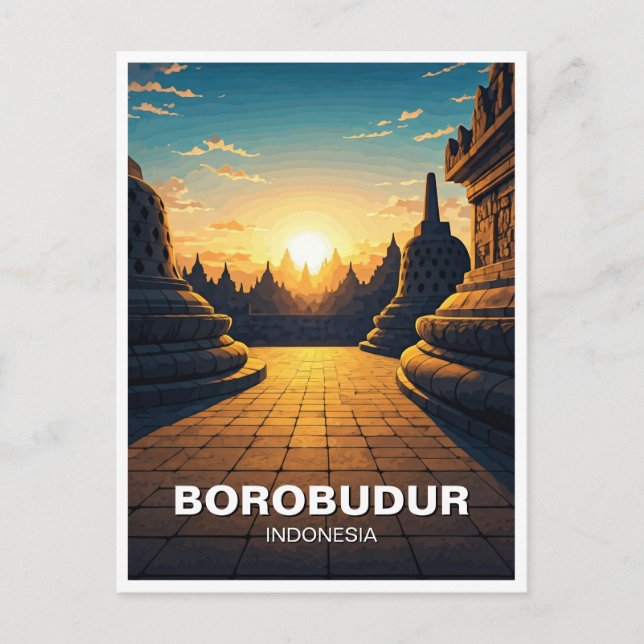 Carte Postale Borobudur Indonésie patrimoine mondial de l'Unesco (Devant)