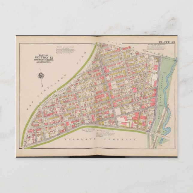 Carte Postale Borough of the Bronx map (Devant)