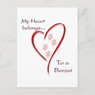 Carte Postale Borzoi Coeur Appartient