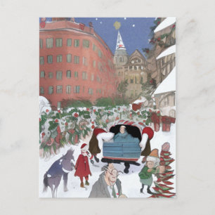 Carte Postale Boston at Christmas Art Card