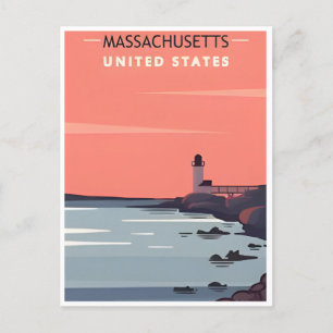 Carte Postale Boston bienvenue au Massachusetts Voyage Vintage