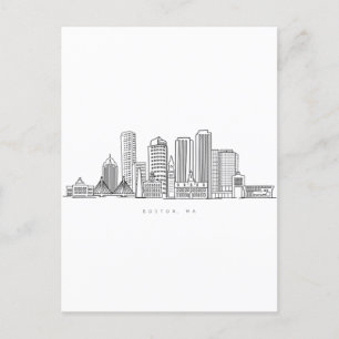 Carte Postale Boston City Skyline, boston ma skyline