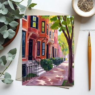 Carte Postale Boston Été   Maisons de Brownstone du Massachusett