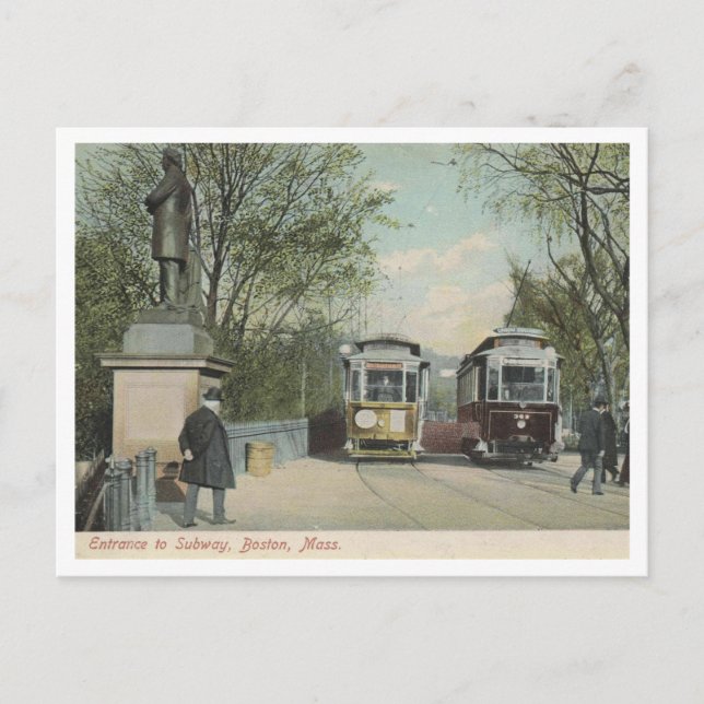 Carte Postale Boston MA, Entrée du métro 1906 (Devant)