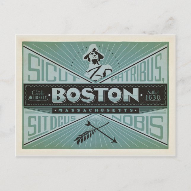 Carte Postale Boston, MA - Fondé en 1630 (Devant)