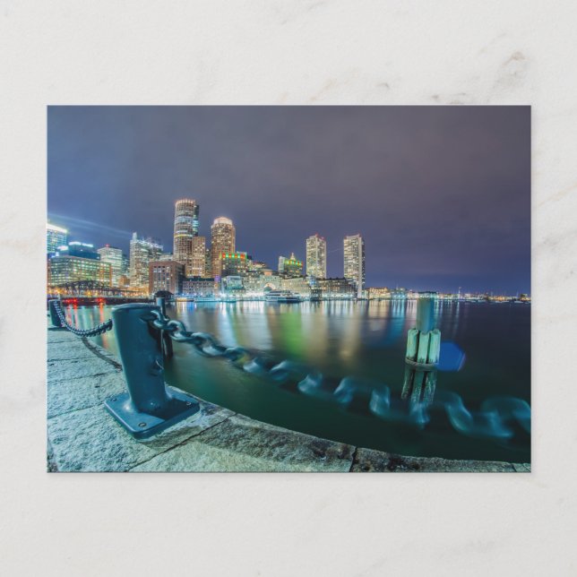 Carte Postale boston ma skyline la nuit (Devant)