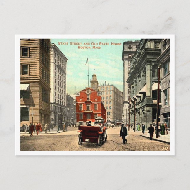 Carte Postale Boston MA State Street Vintage années 1910 (Devant)