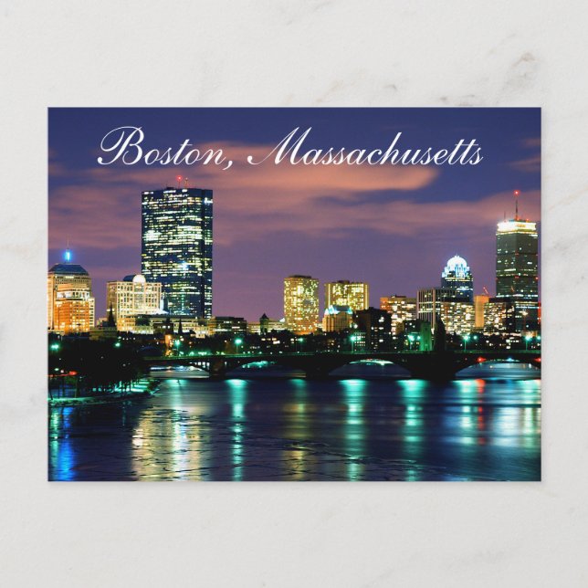 Carte Postale Boston Massachusetts Skyline au Sunset Postcard (Devant)