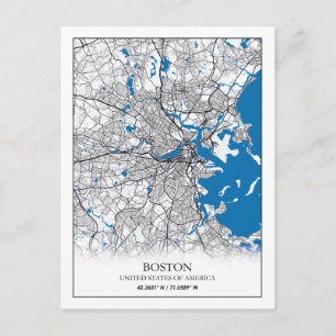 Carte Postale Boston Massachusetts USA Travel City Map
