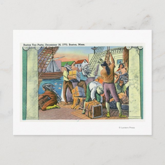 Carte Postale Boston, MassachusettsBoston Tea Party scène (Devant)