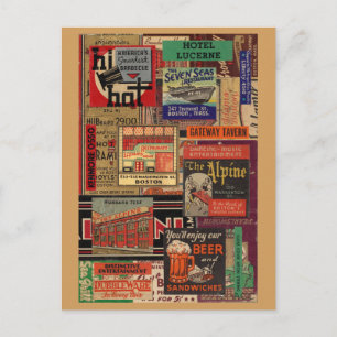 Carte Postale Boston matchbook cover collage