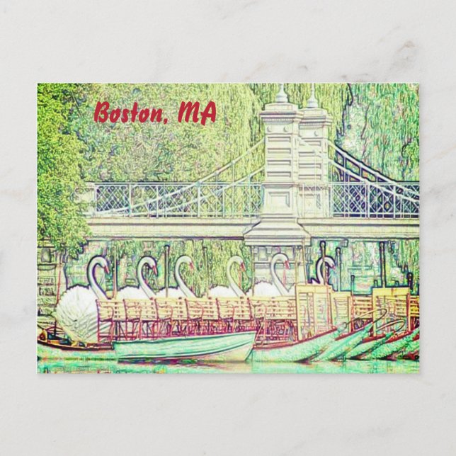 Carte postale Boston Swan Boats Pencil and Ink Fil (Devant)