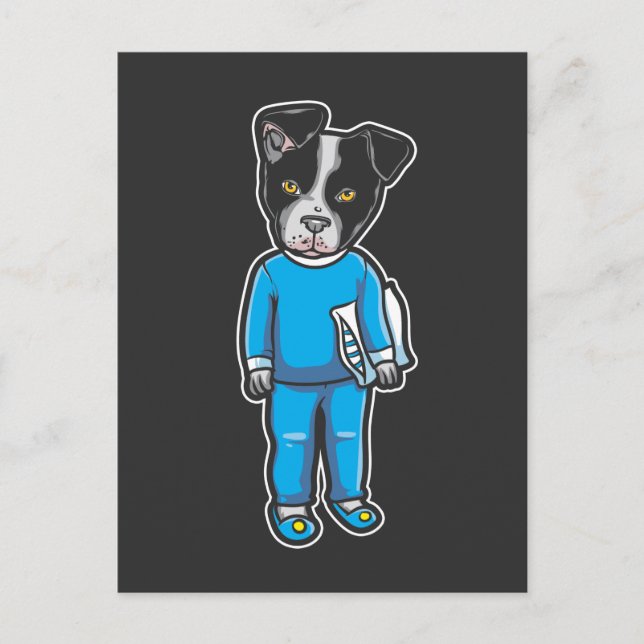 Carte Postale Boston Terrier Chien Pyjama Puppy Sleep Heure du l (Devant)