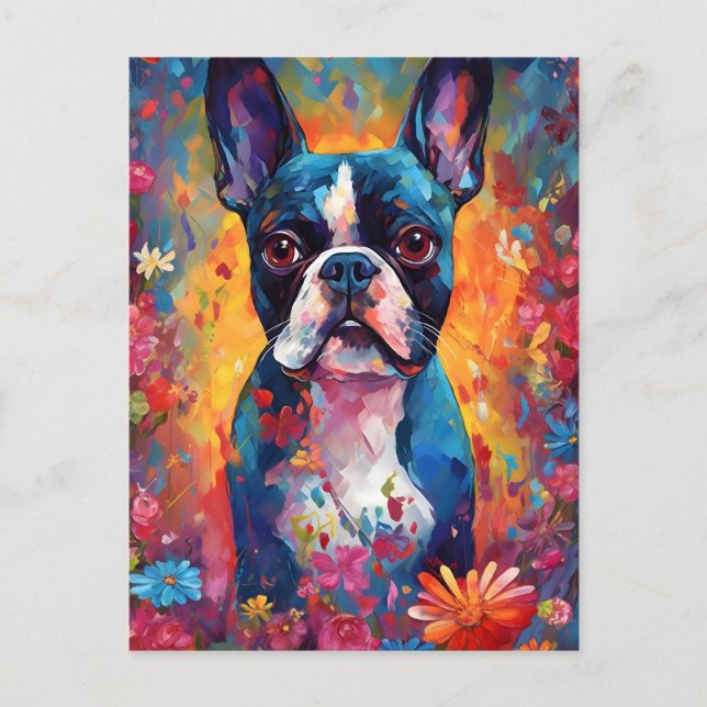 Carte Postale Boston Terrier Coloré (Devant)