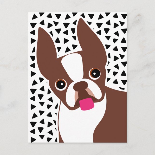 Carte Postale Boston Terrier Cute Brown et blanc (Devant)