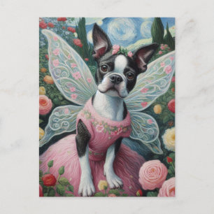 Carte Postale Boston Terrier Fairy in the Flower Garden
