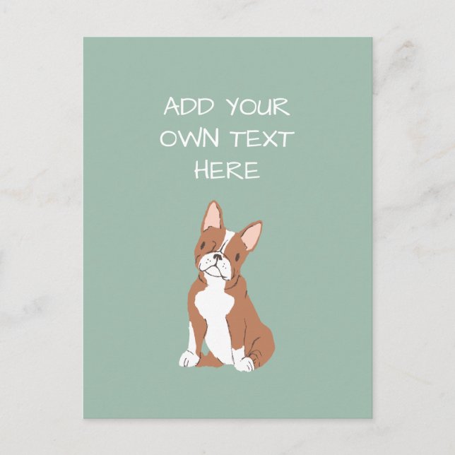 Carte postale Boston Terrier Nom personnalisé du c (Devant)