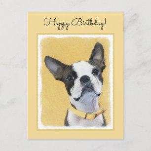 Carte Postale Boston Terrier Peinture - Cute Original Chien Art