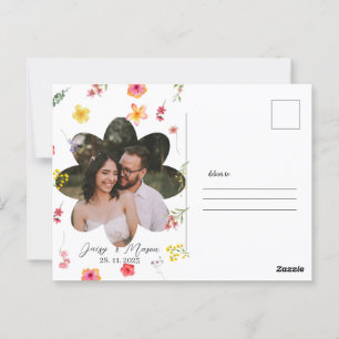 Carte Postale Botanique de fleurs sauvages minimaliste avec phot