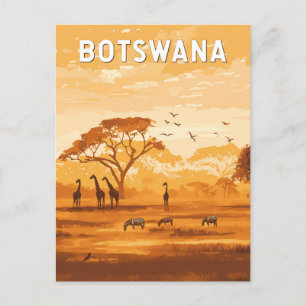 Carte Postale Botswana Illustration Travel Art Vintage