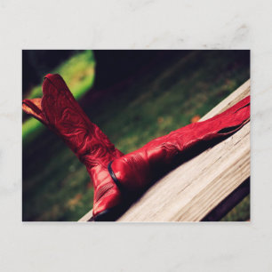 Carte Postale Botte de cowboy rouge