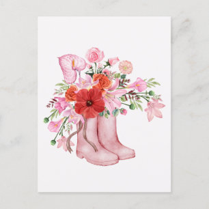 Carte Postale Botte rose aquarelle bouquet floral art