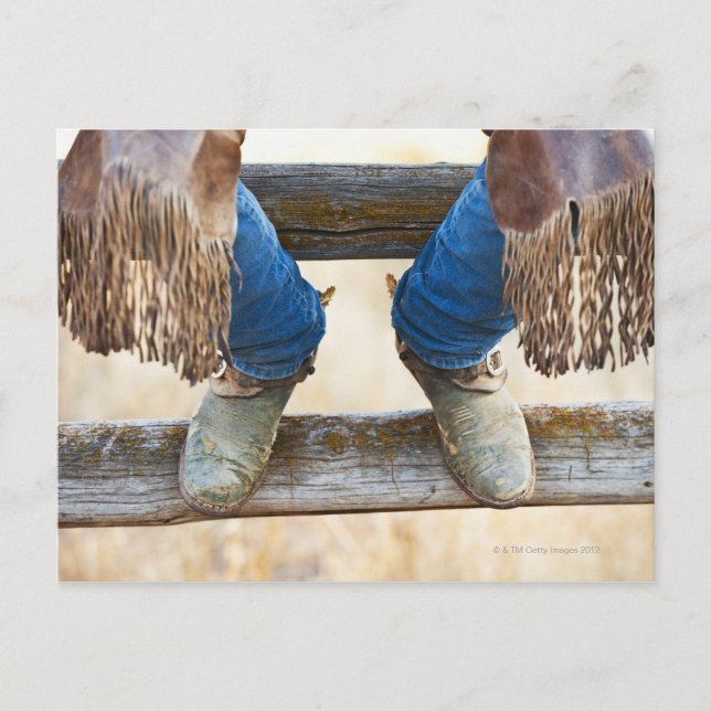 Carte Postale Bottes de cowboy à la clôture (Devant)