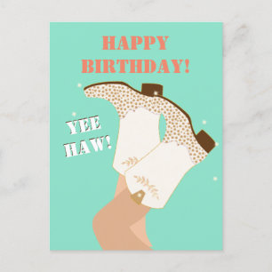 Carte Postale Bottes de fille moderne Jambes Yeehaw Anniversaire