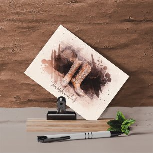 Carte Postale Bottes de mariage au pied du tas de bois Aquarelle