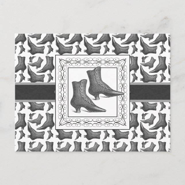 Carte Postale Bottes de mode victorienne vintage Élégante Motif (Devant)