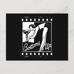 Carte Postale Bottoms Up Retro Lady Drinking Huge Martini
