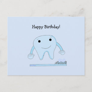 Carte Postale Bouche-dents et brosse-dents Voeux d'anniversaire