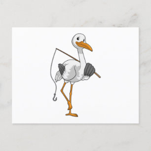 Carte Postale Bouche en Fisher avec canne à pêche