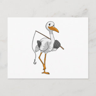 Carte Postale Bouche en Fisher avec canne à pêche