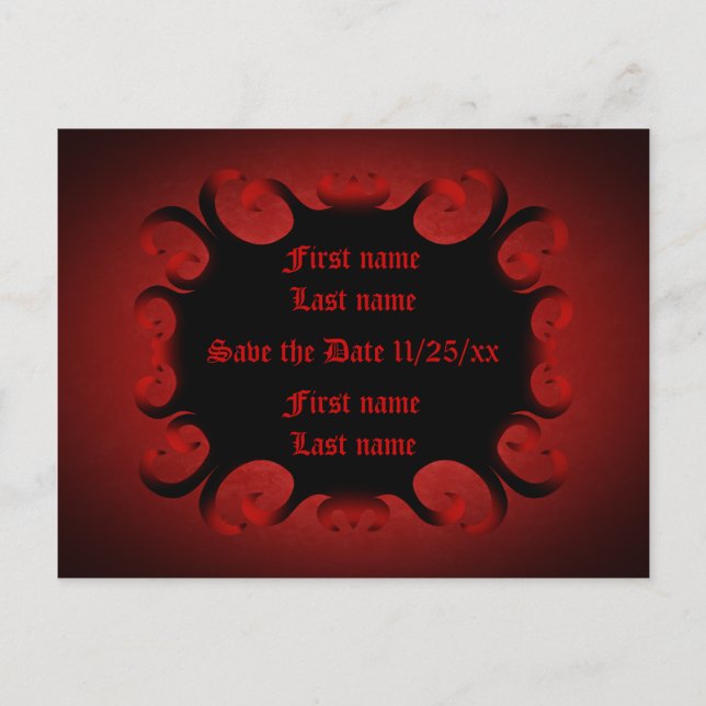 Carte Postale Boucles gothiques rouge foncé et noir Enregistrer  (Devant)