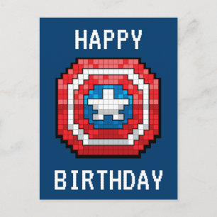 Carte Postale Bouclier Captain America pixelisé 16 bits