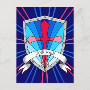 Carte Postale Bouclier de dessin principal bleu rouge
