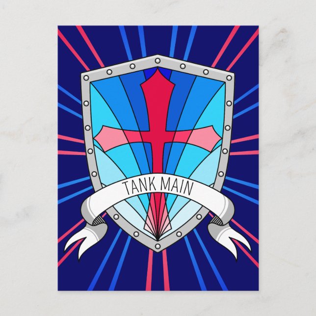Carte Postale Bouclier de dessin principal bleu rouge (Devant)