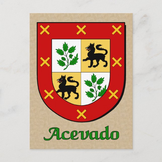 Carte Postale Bouclier de la famille Acevado (Devant)