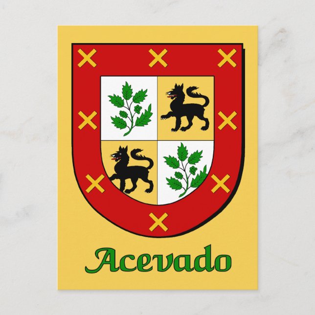 Carte Postale Bouclier de la famille Acevado (Devant)