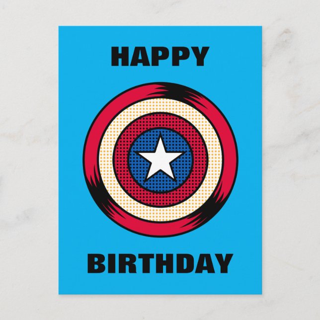 Carte Postale Bouclier Demi-Teinte Captain America (Devant)