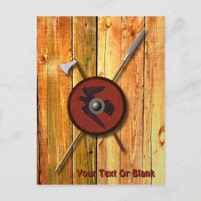 Carte Postale Bouclier Et Armes De Corbeau Viking (Devant)