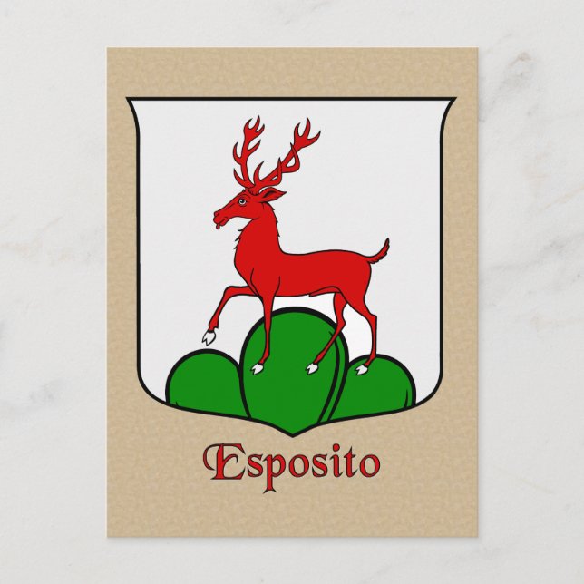 Carte Postale Bouclier héraldique de la famille Esposito (Devant)